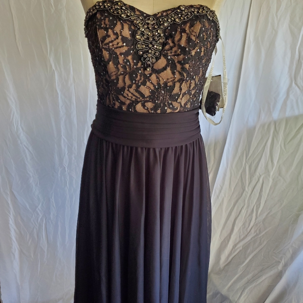 Brand new black lace strapless dress